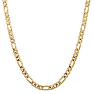 20 Inch 7.5mm Concave Open Figaro Chain 14k Gold LFG200-20, MPN: LFG200-20, 886774419459