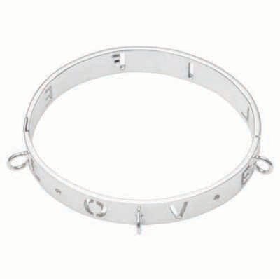 Nikki Lissoni Love Life Bangle of 1cm with Three Loops Where Charms Can Be Attached Silver-Plated 2…