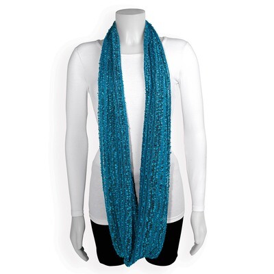 Aqua Blue Stripe Infinity Fashion Scarf GM13172, MPN: GM13172, 191101416149
