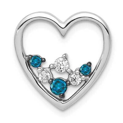 1/4Ct. Blue &amp; White Diamond Heart Chain Slide 14k White Gold PM4891-025-WA, MPN: PM4891-025-WA, 883…