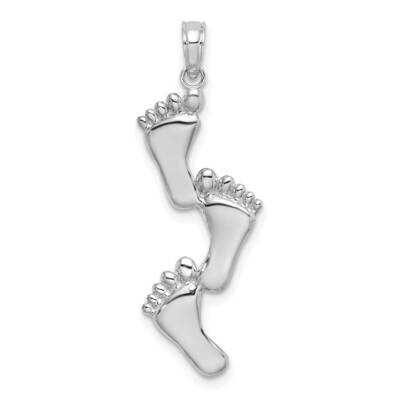 Triple Vertical Feet Charm 14k White Gold Polished K7280W, MPN: K7280W, 196904082867