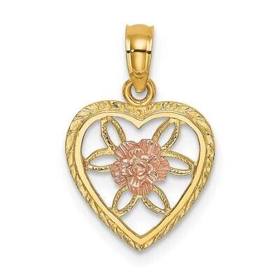 Heart with Flower Inside Charm 14k Two-tone Gold K9184, MPN: K9184, 637218079711
