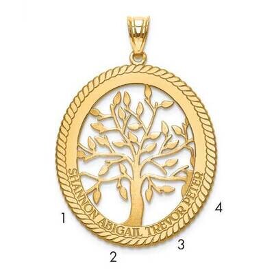 Laser Polished Family Tree Oval Pendant Gold-plated Silver XNA670GP, MPN: XNA670GP,