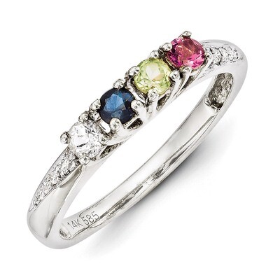 4 Birthstones Family Jewelry Diamond Semi-Set Ring 14k White Gold XMRW36/4, MPN: XMRW36/4, 88395797…