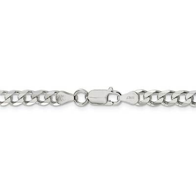 22 Inch Rhodium-plated 6mm Curb Chain Sterling Silver QCB150R-22, MPN: QCB150R-22, 883957952673