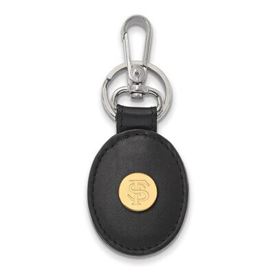 Florida State University Black Leather Oval Key Chain Gold-plated Silver GP013FSU-K1, MPN: GP013FSU…