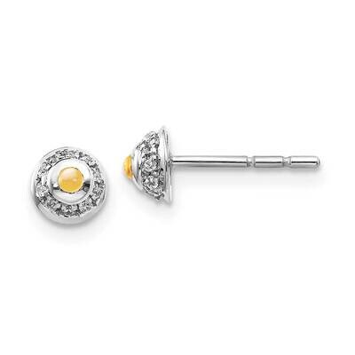 Cabochon Citrine Earrings 14k White Gold Diamond EM4030-CI-008-WA, MPN: EM4030-CI-008-WA, 191101837…