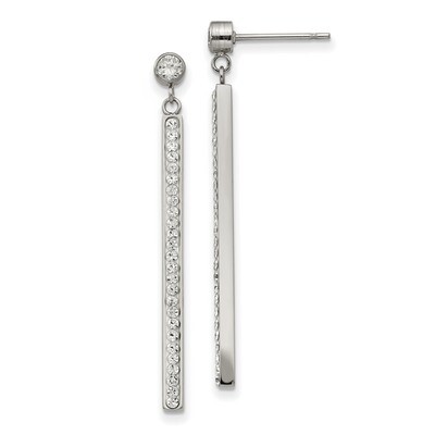 Preciosa Crystal Bar Post Dangle Earrings Stainless Steel Polished SRE1246 by Chisel, MPN: SRE1246,…