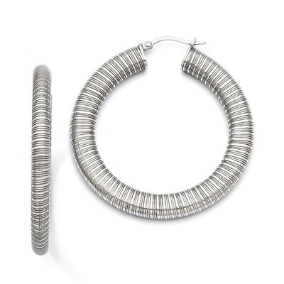 Textured Hollow Hoop Earrings - Stainless Steel SRE672 by Chisel, MPN: SRE672, 886774263199