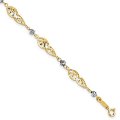 Fancy Link Diamond-Cut Bracelet 14k Two-Tone Gold FB1891-7, MPN: FB1891-7, 883957810966