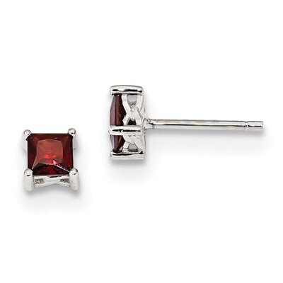 4mm Princess Garnet Post Earrings Sterling Silver QBE28JAN, MPN: QBE28JAN, 191101054440