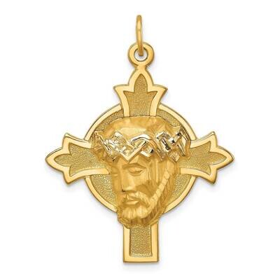 Medium Jesus Medal Cross 14k Hollow Polished Satin XR1740, MPN: XR1740, 883957773520