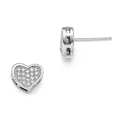 Heart Post Earrings Sterling Silver &amp; Cubic Zirconia QMP332, MPN: QMP332, 883957533438