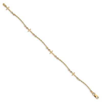 Leslie&#39;s Twisted Cross Bracelet 14k Gold Polished HB-LF1373-7.5, MPN: LF1373-7.5, 191101745225
