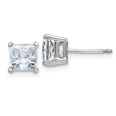 2ct. 5.5mm Princess D E F Pure Light Moissanite Earrings 14k White Gold WG364-11MP, MPN: WG364-11MP…