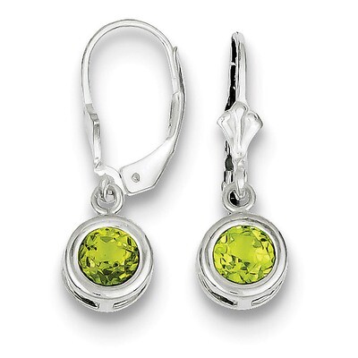 6mm Round Peridot Leverback Earrings Sterling Silver QE2041PE, MPN: QE2041PE, 883957225685