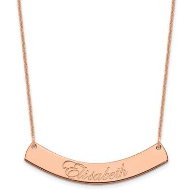 Polished Curved Edwardian Script Bar Necklace 14k Rose Gold Medium XNA1222R, MPN: XNA1222R,