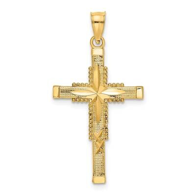 Cross Charm 14k Gold Textured K8589, MPN: K8589, 637218090969