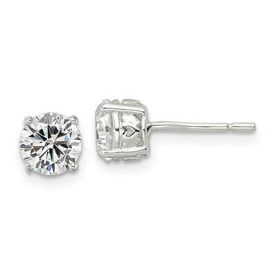 6mm Round CZ Diamond Post Earrings Sterling Silver QE16133, MPN: QE16133, 196904169193