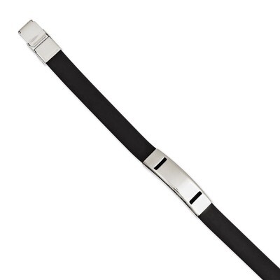 Black Rubber 7.75 Inch Bracelet - Stainless Steel SRB1113 by Chisel, MPN: SRB1113, 886774971902