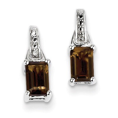 Smoky Quartz Earrings Diamond Sterling Silver QE10171SQ, MPN: QE10171SQ, 883957399942