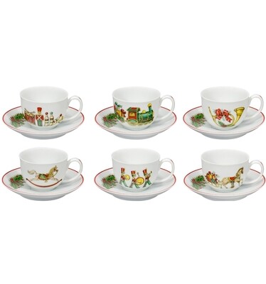 Vista Alegre Christmas Magic Set of 6 Tea Cups &amp; Saucers, MPN: PF057843,