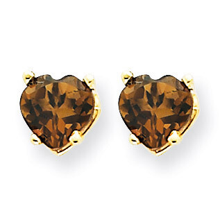 5mm Heart Smokey Quartz Earrings 14k Gold XE97SQ, MPN: XE97SQ, 883957110592