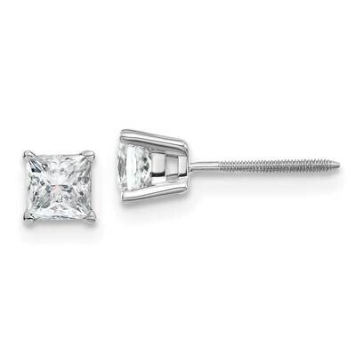 3/4ct. 4.0mm Princess G H I True Light Moissanite Earrings 14k White Gold WG365-8MT, MPN: WG365-8MT…