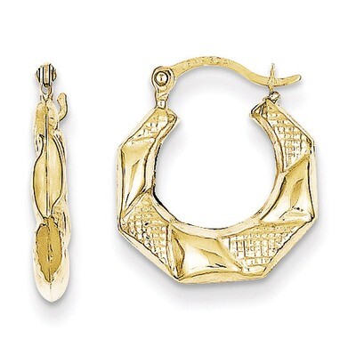 Scalloped Textured Hollow Hoop Earrings 10k Gold 10ER254, MPN: 10ER254, 883957524238
