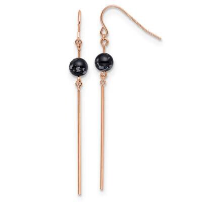Rose Ip with Snowflake Stone Dangle Earrings Stainless Steel Polished SRE1552, MPN: SRE1552, 191101…