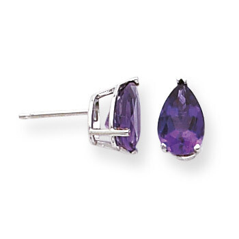 Amethyst Diamond Pear Stud Earrings 14k Gold XE82WAM, MPN: XE82WAM, 883957103952