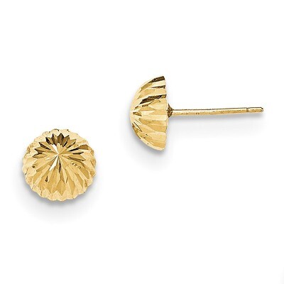 Diamond -cut 8mm Domed Post Earrings 14k Gold YE1696, MPN: YE1696, 716838210879