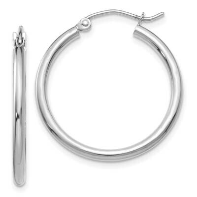 Polished 2mm Lightweight Hoop Earrings 10k White Gold 10T827L, MPN: 10T827L, 191101566455