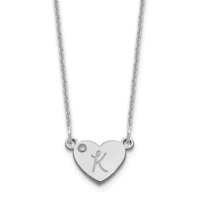 Initial Heart with Diamond Necklace 14k White Gold XNA1376W, MPN: XNA1376W,