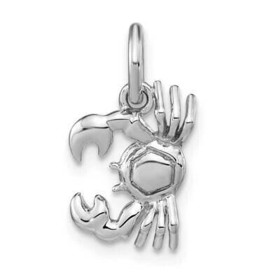 Polished Crab Charm Sterling Silver Rhodium-Plated QC11090, MPN: QC11090,