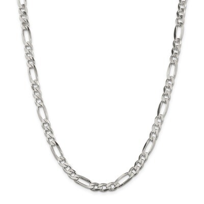 30 Inch 6.5mm Figaro Chain Sterling Silver QFG180-30, MPN: QFG180-30, 883957970363