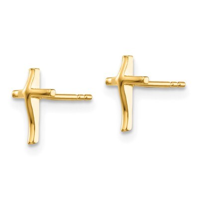 Polished Cross Post Earrings - 14k Gold SE2332 by Madi K, MPN: SE2332, 886774998282