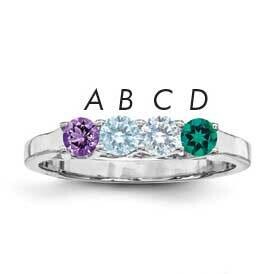 Synthetic 4 Stone Mother&#39;s Ring Sterling Silver Rhodium-plated XMR83/4SS-10, MPN: XMR83/4SS-10, 883…