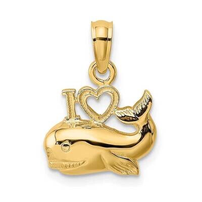 Polished I Heart Whale Charm 14k Gold 2-D K7398, MPN: K7398, 637218010790