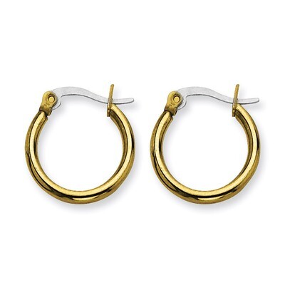 Gold IP plated 19mm Hoop Earrings - Stainless Steel SRE558 by Chisel, MPN: SRE558, 191101499142