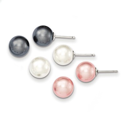 10mm White Rose &amp; Grey Shell Bead Boxed Earring Set Sterling Silver QE12882SET, MPN: QE12882SET, 74…