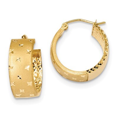 14k Polished, Satin &amp; Diamond -cut Hoop Earrings 14k Gold Polished TF1057, MPN: TF1057, 191101057960
