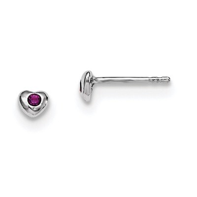 Child&#39;S Preciosca Crystal Feb Heart Earrings Sterling Silver Rhodium-plated QE11248FEB, MPN: QE1124…