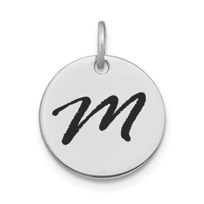Letter M Black Epoxy Initial Disk Charm 14k White Gold Polished YC1436WM, MPN: YC1436WM, 1969040876…