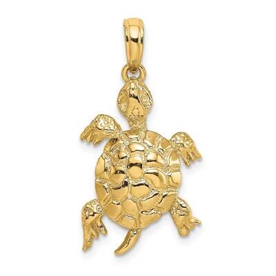 Polished Textured Turtle Charm 14k Gold 2-D K7744, MPN: K7744, 63721801325