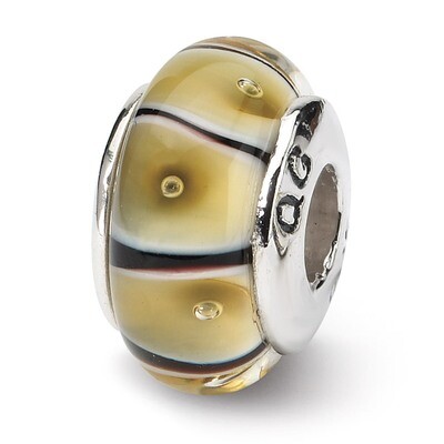Yellow Hand-blown Glass Bead - Sterling Silver QRS642, MPN: QRS642, 883957725529