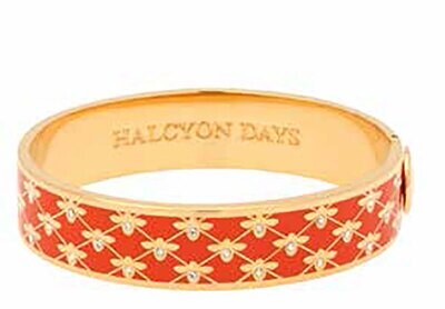 Halcyon Days 13mm Bee Sparkle Trellis Orange Gold Hinged Bangle HBBES0713G, MPN: HBBES0713G,