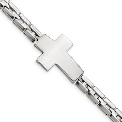 Cross 8 Inch Link Bracelet Stainless Steel Polished SRB2650-8, MPN: SRB2650-8, 191101859472
