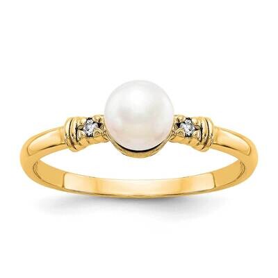 5mm Fw Cultured Pearl Aaa Diamond Ring 14k Gold Y1859PL/AAA, MPN: Y1859PL_AA, 191101547829