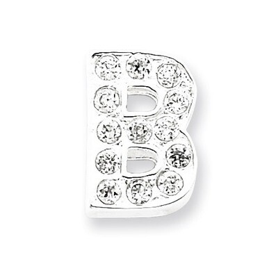 CZ Initial B Charm Sterling Silver QC6527B